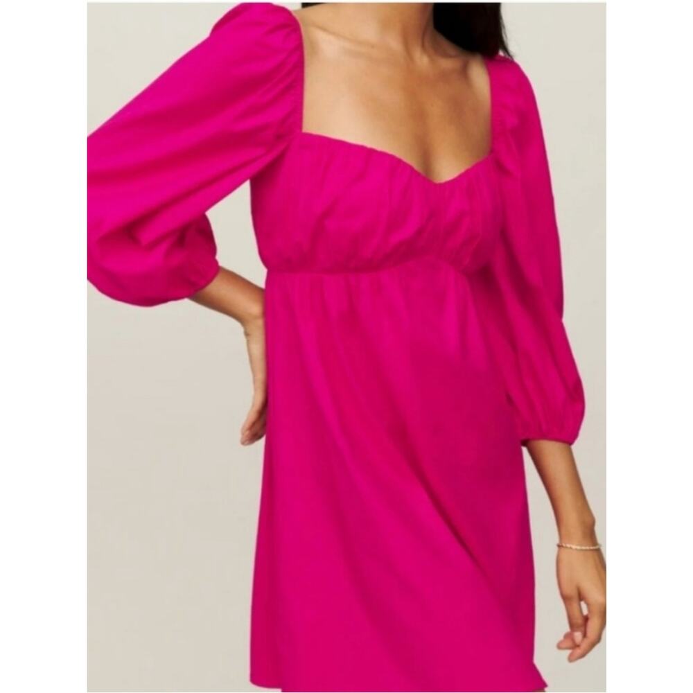Reformation Farley Corvette Pink Babydoll Mini Dress Women’s Size 8 Ditsy - Picture 6 of 11